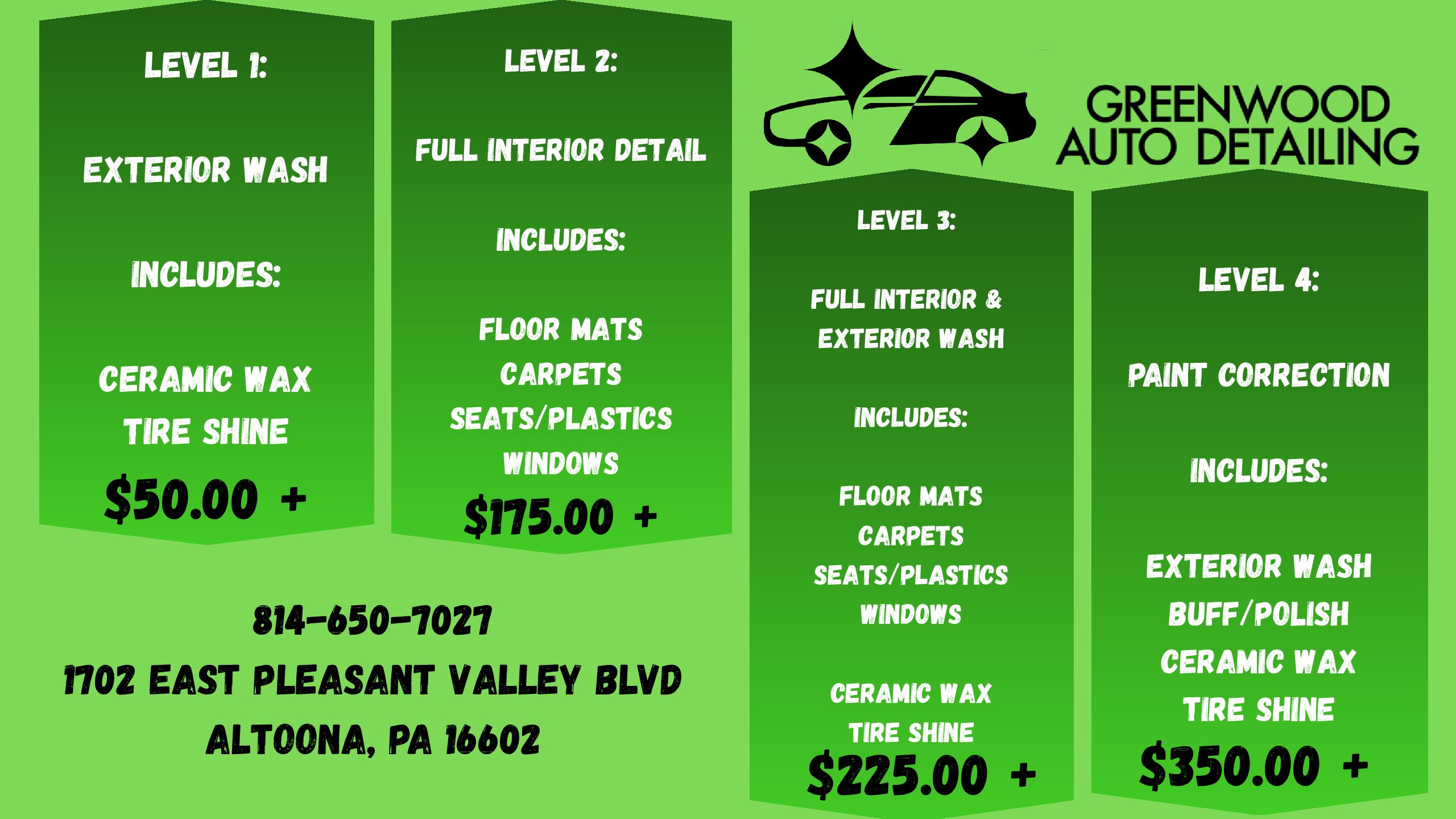 Level 1 Exterior Wash Includes Ceramic Wax Tire Shine